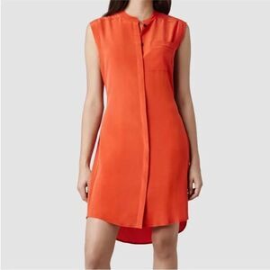 All Saints Bright Orange Mini Dress, US0